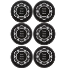 Black/Silver round leatherette coasters set of 6 with personalized 'Mandala with Text' designs