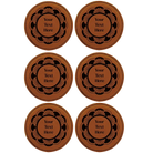 Rawhide round leatherette coasters set of 6 with personalized 'Mandala with Text' designs
