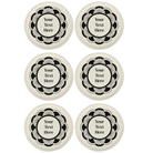 White round leatherette coasters set of 6 with personalized 'Mandala with Text' designs