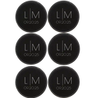 Black/Silver round leatherette coasters set of 6 with personalized 'Minimal Wedding' designs
