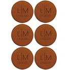 Rawhide round leatherette coasters set of 6 with personalized 'Minimal Wedding' designs