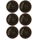 Black/Gold round leatherette coasters set of 6 with personalized 'Wedding Floral' designs