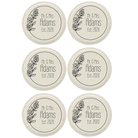 White round leatherette coasters set of 6 with personalized 'Wedding Floral' designs
