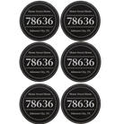 Black/Silver round leatherette coasters set of 6 with personalized 'Zip Code' designs