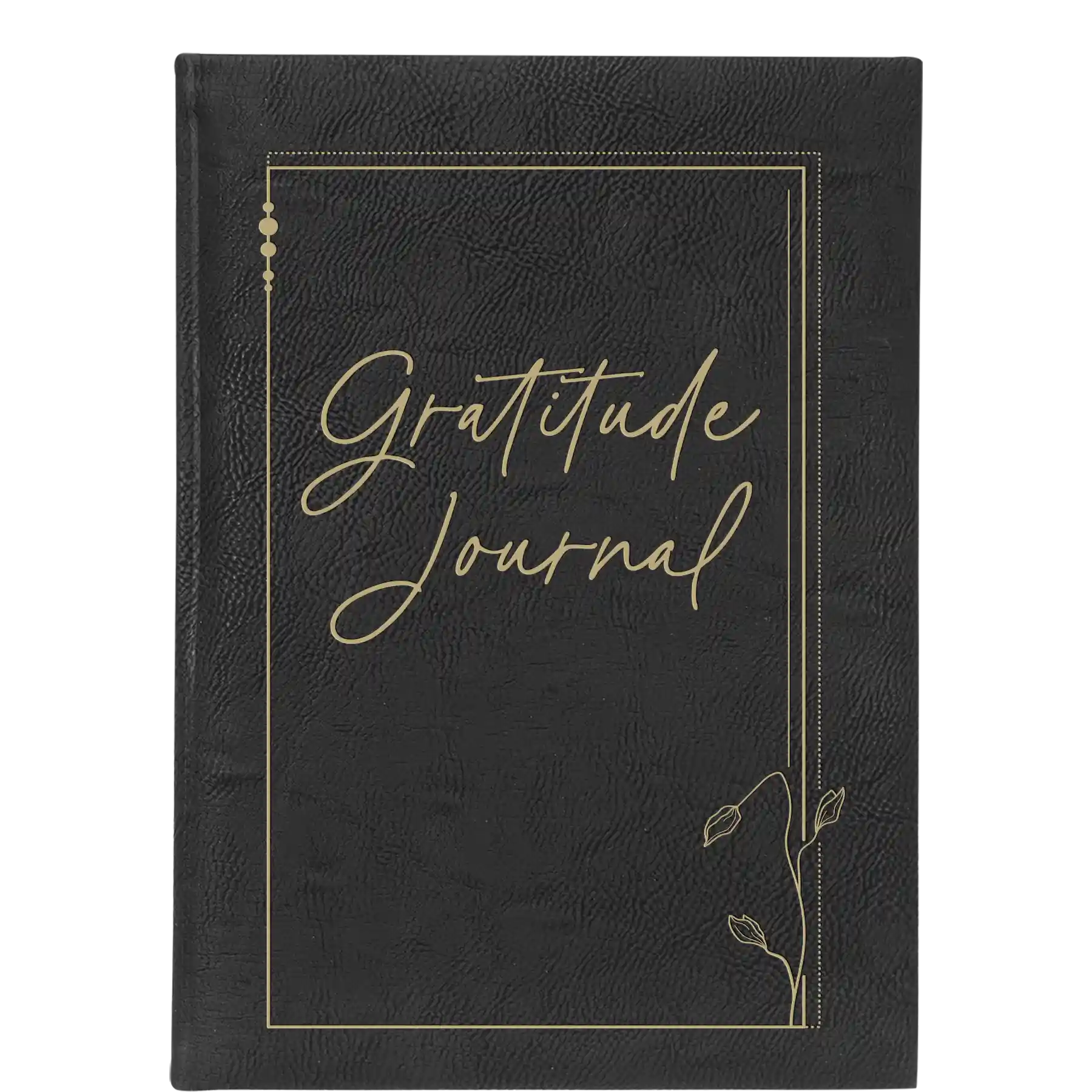 Large black/gold leatherette sketch book laser etched with 'Gratitude Journal' design
