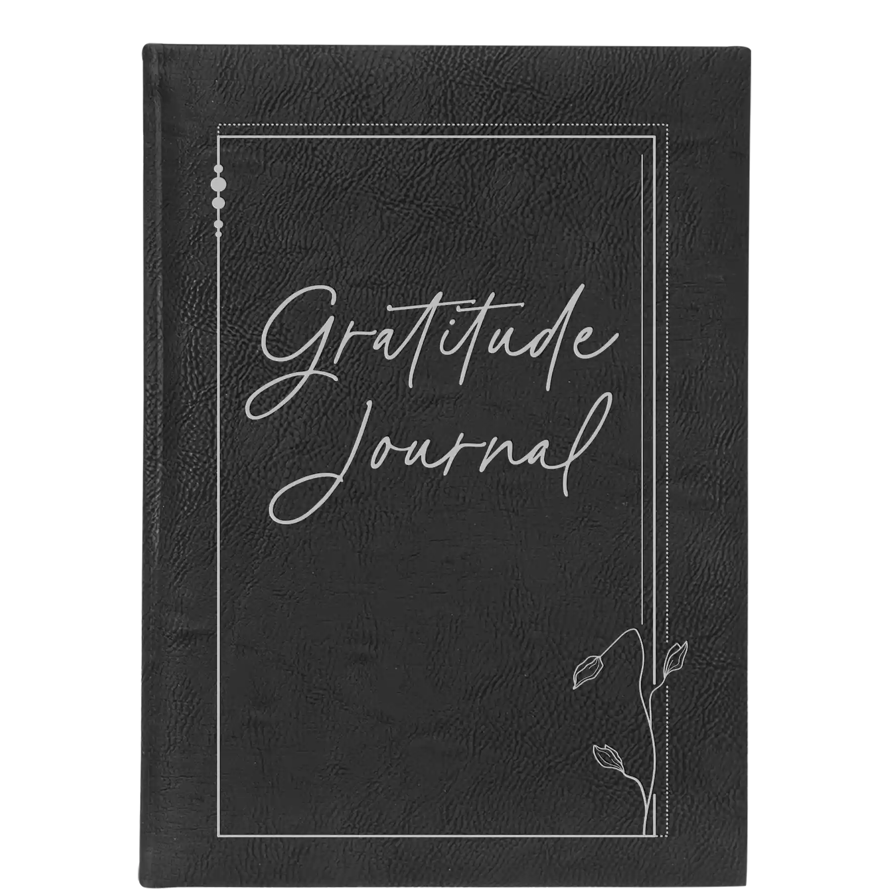 Large black/silver leatherette journal laser etched with 'Gratitude Journal' design