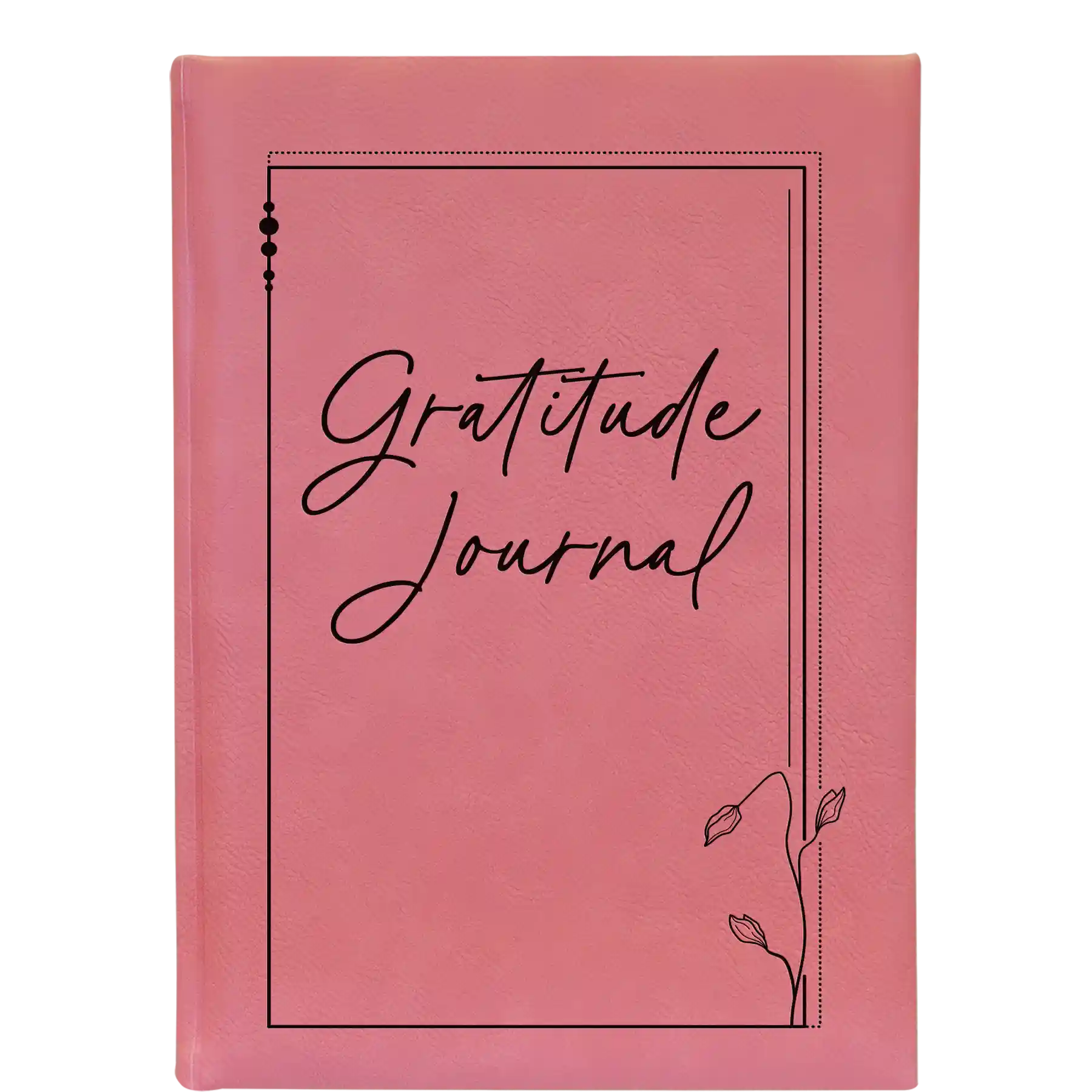Large pink leatherette sketch book laser etched with 'Gratitude Journal' design