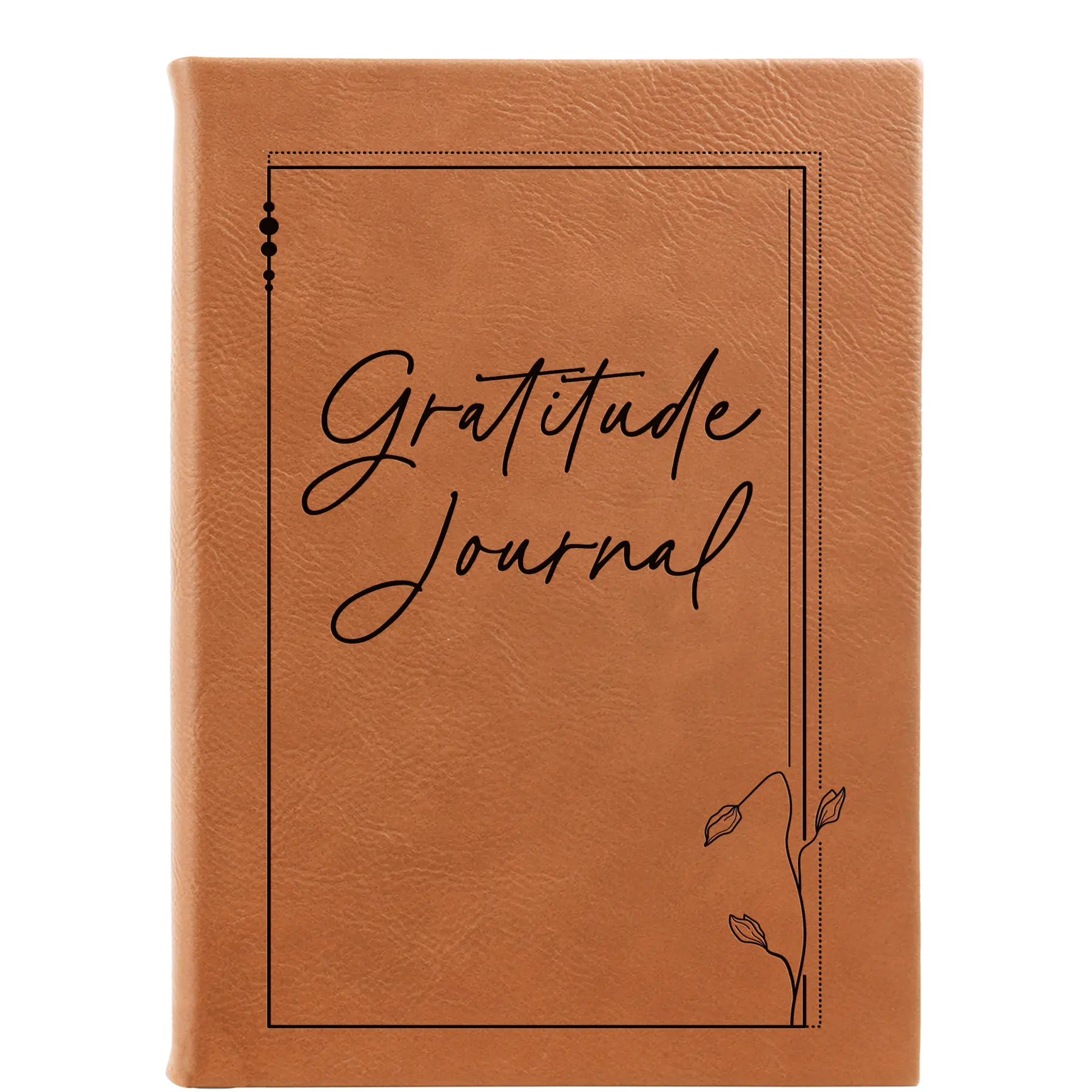 Large rawhide leatherette journal laser etched with 'Gratitude Journal' design