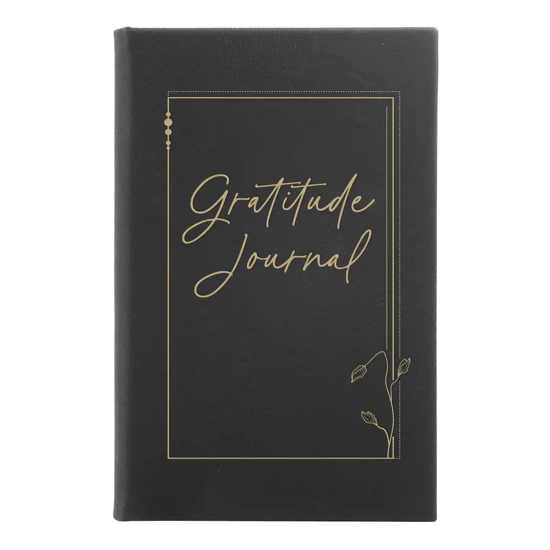 Small black/gold leatherette journal laser etched with 'Gratitude Journal' design