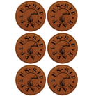 Rawhide round leatherette coasters set of 6 laser etched with 'Wine Sip Happens' designs