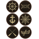 Black/Gold round leatherette coasters set of 6 laser etched with 'Lake House' designs