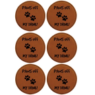 Rawhide round leatherette coasters set of 6 laser etched with 'Paws Off' designs