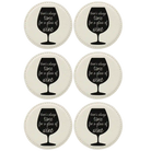 White round leatherette coasters set of 6 laser etched with 'Wine Time' designs