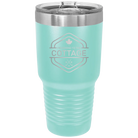 Laser etched teal 30 oz vacuum insulated tumbler with 'I'm Coming to the Cottage (Maple Leaf)' design