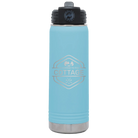 Laser etched light blue 20 oz vacuum insulated water bottle with 'I'm Coming to the Cottage (Trees)' design