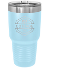 Laser etched light blue 30 oz vacuum insulated tumbler with 'I'm Coming to the Cottage (Trees)' design