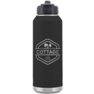 Laser etched black 32 oz vacuum insulated water bottle with 'I'm Coming to the Cottage (Trees)' design
