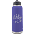 Laser etched purple 32 oz vacuum insulated water bottle with 'I'm Coming to the Cottage (Trees)' design
