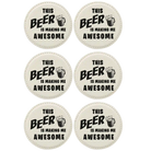 White round leatherette coasters set of 6 laser etched with 'Awesome' designs