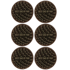 Black/Gold round leatherette coasters set of 6 laser etched with 'Best Dad by Par' designs