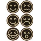 Black/Gold round leatherette coasters set of 6 laser etched with 'Emoji' designs
