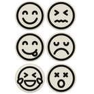 White round leatherette coasters set of 6 laser etched with 'Emoji' designs