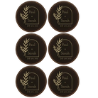 Black/Gold round leatherette coasters set of 6 with personalized 'Wedding Date' designs