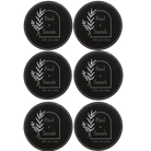 Black/Silver round leatherette coasters set of 6 with personalized 'Wedding Date' designs