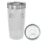 Laser etched white 20 oz vacuum insulated tumbler with 'Dadlife' design
