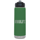 Laser etched green 20 oz vacuum insulated water bottle with 'Dadlife' design