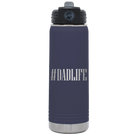 Laser etched navy 20 oz vacuum insulated water bottle with 'Dadlife' design