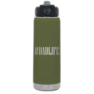 Laser etched olive green 20 oz vacuum insulated water bottle with 'Dadlife' design