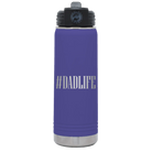 Laser etched purple 20 oz vacuum insulated water bottle with 'Dadlife' design