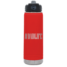 Laser etched red 20 oz vacuum insulated water bottle with 'Dadlife' design