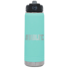 Laser etched teal 20 oz vacuum insulated water bottle with 'Dadlife' design