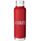 Laser etched red 24 oz vacuum insulated water bottle with 'Dadlife' design