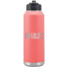 Laser etched coral 32 oz vacuum insulated water bottle with 'Dadlife' design