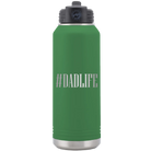 Laser etched green 32 oz vacuum insulated water bottle with 'Dadlife' design
