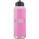 Laser etched light purple 32 oz vacuum insulated water bottle with 'Dadlife' design