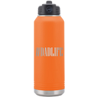 Laser etched orange 32 oz vacuum insulated water bottle with 'Dadlife' design