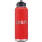 Laser etched red 32 oz vacuum insulated water bottle with 'Dadlife' design