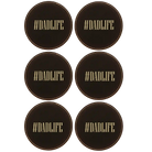 Black Gold round leatherette coasters set of 6 laser etched with 'Dadlife' design
