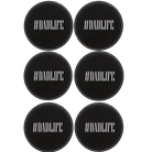 Black Silver round leatherette coasters set of 6 laser etched with 'Dadlife' design