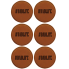 Rawhide round leatherette coasters set of 6 laser etched with 'Dadlife' design