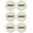 White round leatherette coasters set of 6 laser etched with 'Dadlife' design