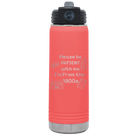 Laser etched coral 20 oz vacuum insulated water bottle with '1900s' design