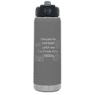 Laser etched dark gray 20 oz vacuum insulated water bottle with '1900s' design