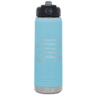 Laser etched light blue 20 oz vacuum insulated water bottle with '1900s' design
