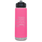 Laser etched pink 20 oz vacuum insulated water bottle with '1900s' design