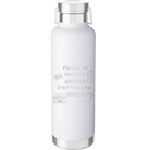 Laser etched white 24 oz vacuum insulated water bottle with '1900s' design